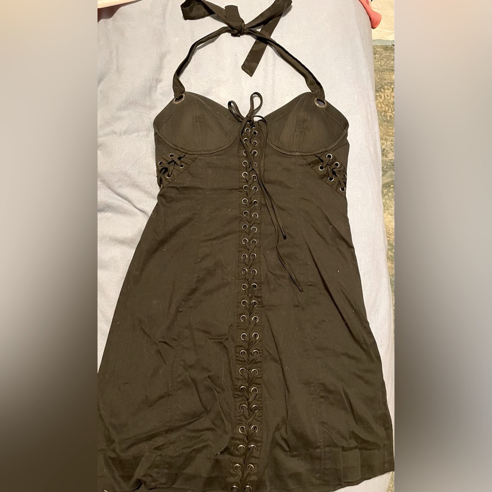 Guess lace-up black mini dress